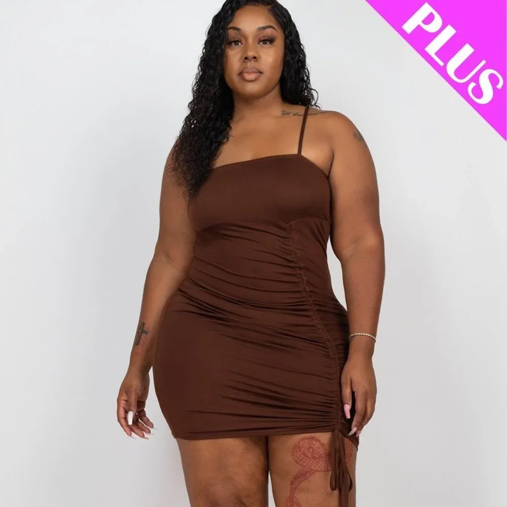 Dresses | Plus Adjustable Ruched Detail Curvy Mini Dress | Poshmark